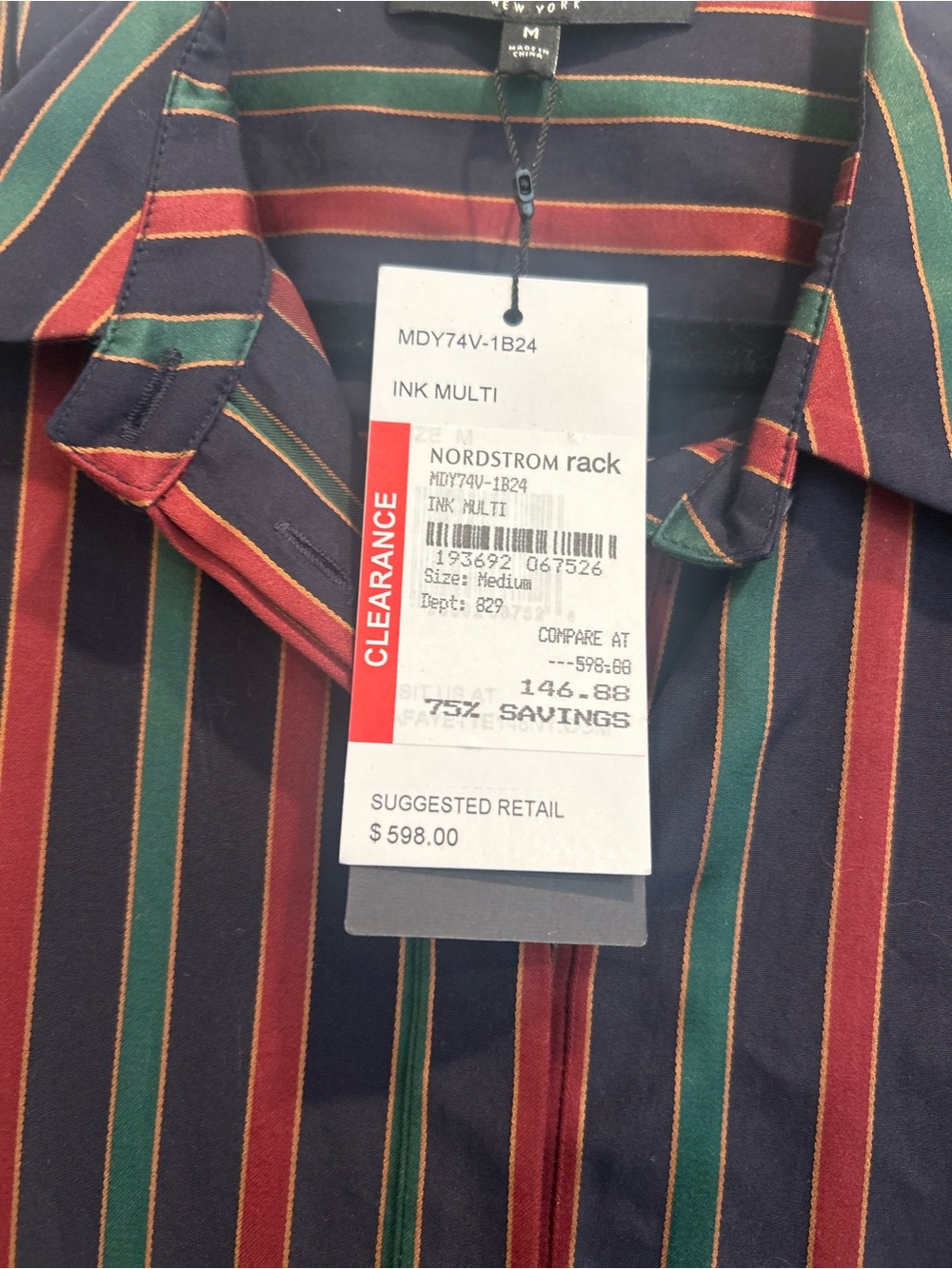 Lafayette 148 New York Ink Multi Striped Long-Sleeve Button-Down
